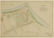216216 Plattegrond van het bastion Zonnenburg met plantsoen en aangrenzende straten te Utrecht; met weergave van de ...